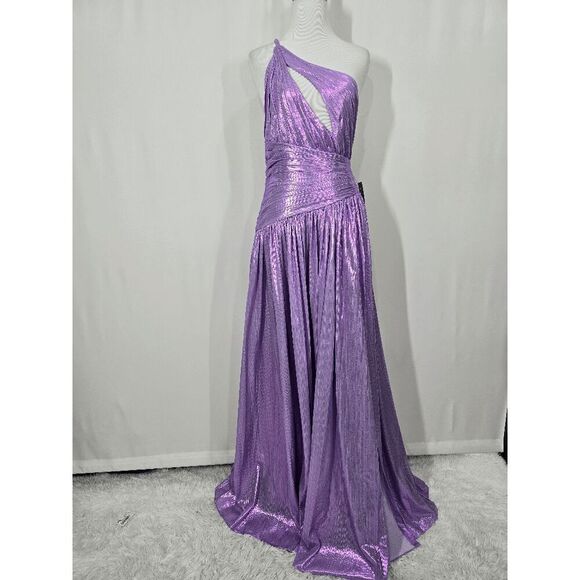Retrofete Dusty Lilac Asymmetrical Neckline Dara Gown Dress Size M